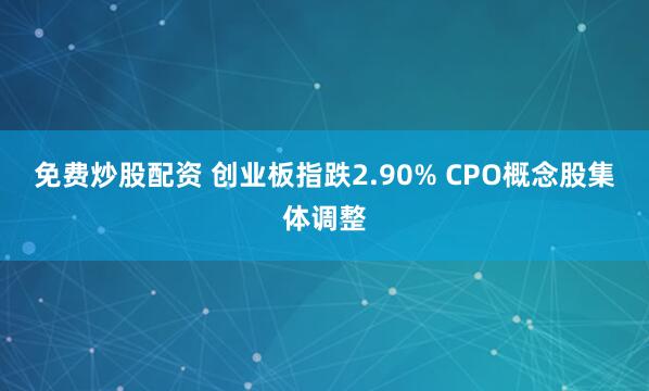 免费炒股配资 创业板指跌2.90% CPO概念股集体调整